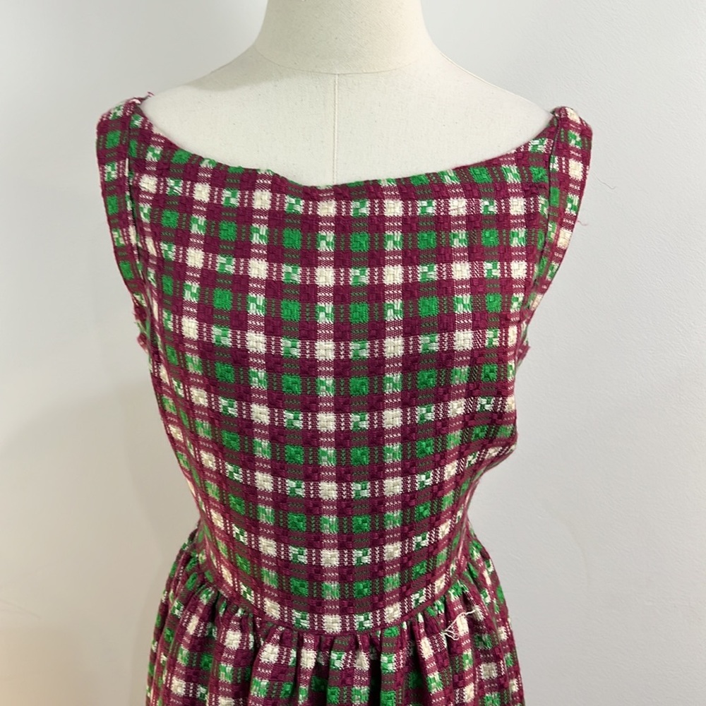 Anthropologie Saint Geraldine Purple Green Gingham Plaid Dress Size Large - Picture 5 of 15